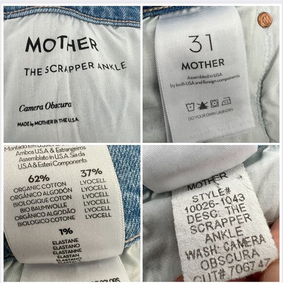 Mother Denim The Scraper Ankle Jeans Womens 31 Camera Obscura Wash Light FLAW - Picture 6 of 7
